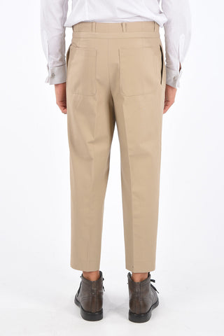cotton double pleat trousers