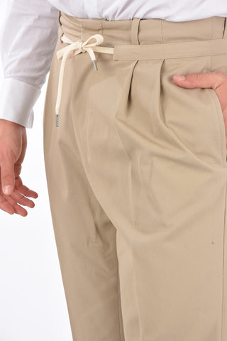 cotton double pleat trousers