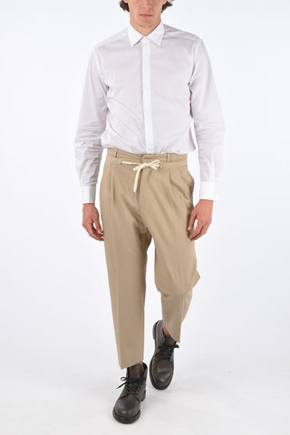 cotton double pleat trousers