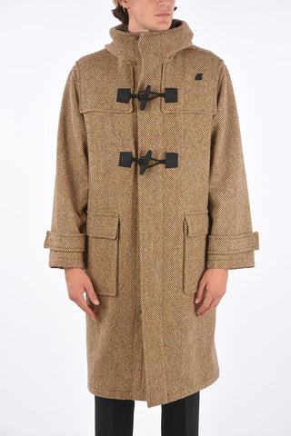 cappotto MALO plain herringbone con Cappuccio