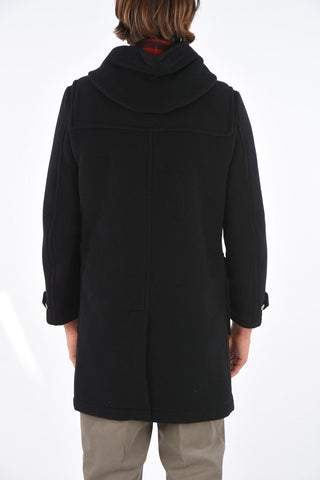 wool frog closure DUFFLE coat with hood