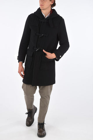 wool frog closure DUFFLE coat with hood