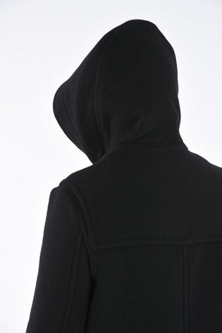 wool frog closure DUFFLE coat with hood