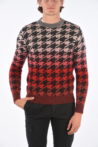 houndstooth crew-neck sweater