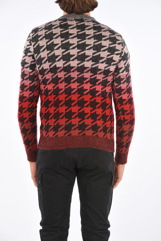 houndstooth crew-neck sweater
