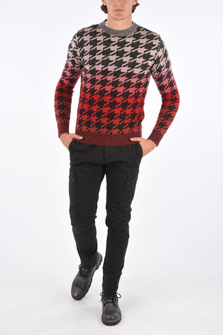 houndstooth crew-neck sweater