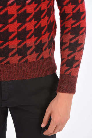 houndstooth crew-neck sweater