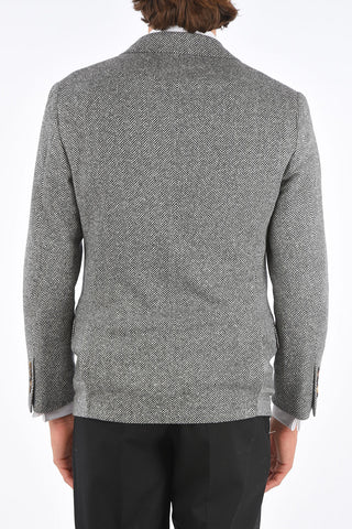 plain herringbone cashmere and wool 3-button blazer