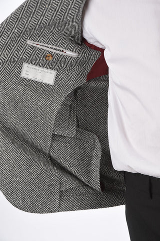 plain herringbone cashmere and wool 3-button blazer