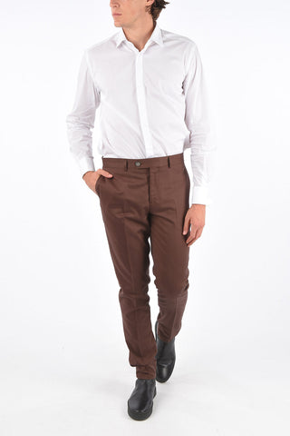 Mid-rise waist belt loops trousers