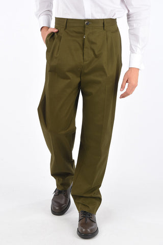 pantalone a doppia pince in cotone