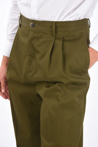 pantalone a doppia pince in cotone