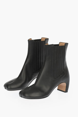MM22 Leather Boots with Curved Heel