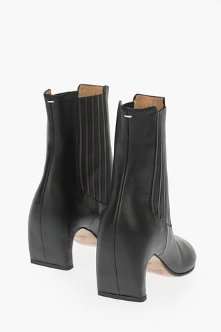 MM22 Leather Boots with Curved Heel