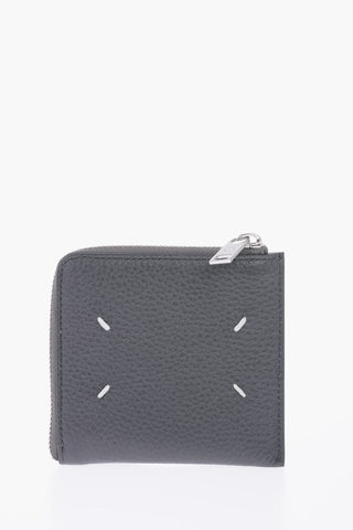 MM11 textured leather wallet with zip closure