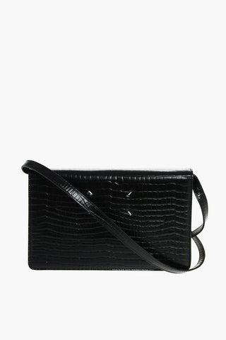 MM11 crocodile print leather shoulder bag