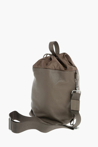 MM11 leather and fabric one shoulder backpack
