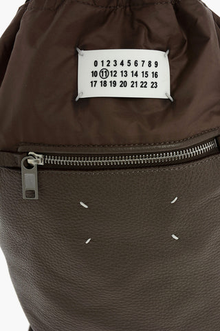 MM11 leather and fabric one shoulder backpack