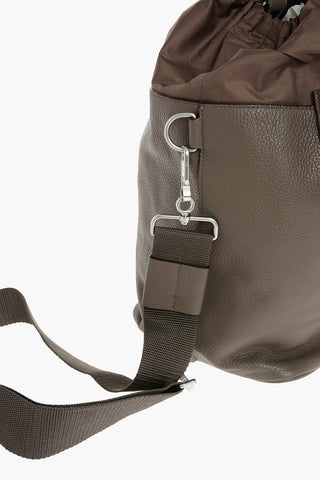 MM11 leather and fabric one shoulder backpack