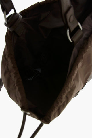 MM11 leather and fabric one shoulder backpack