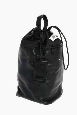 MM11 leather and fabric one shoulder backpack