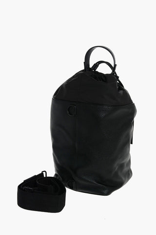 MM11 leather and fabric one shoulder backpack