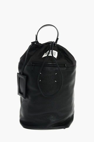 MM11 leather and fabric one shoulder backpack
