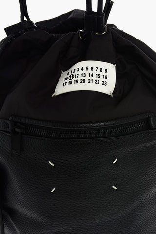 MM11 leather and fabric one shoulder backpack
