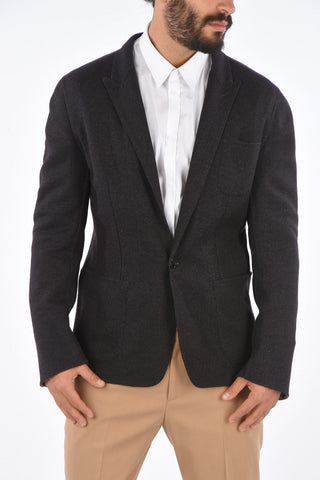 virgin wool center vent peak lapel 1-button blazer