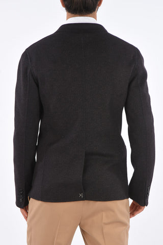 virgin wool center vent peak lapel 1-button blazer
