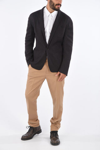 virgin wool center vent peak lapel 1-button blazer