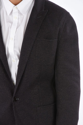 virgin wool center vent peak lapel 1-button blazer