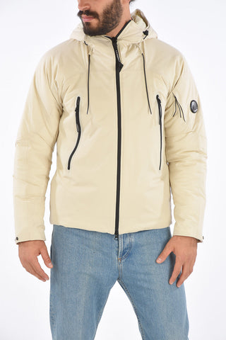 puffer con cappuccio e zip frontale