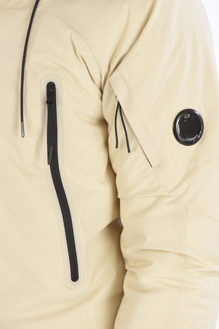 puffer con cappuccio e zip frontale