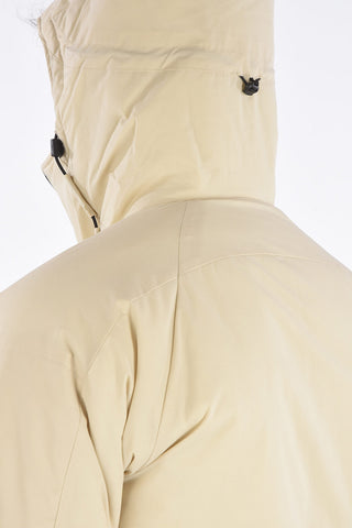 puffer con cappuccio e zip frontale