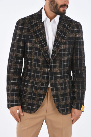 tartan side vents peak lapel 2-button blazer