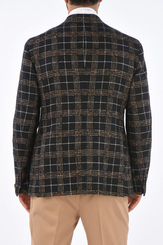 tartan side vents peak lapel 2-button blazer