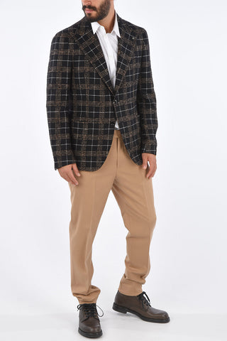 tartan side vents peak lapel 2-button blazer