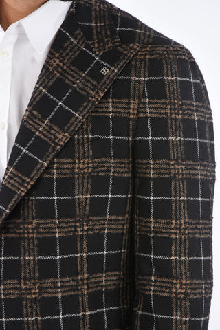 tartan side vents peak lapel 2-button blazer