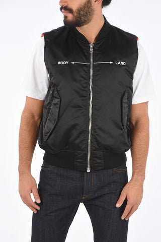 sleeveless jacket with embroidery on the back