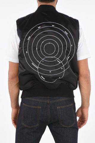 sleeveless jacket with embroidery on the back