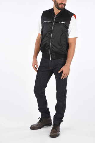sleeveless jacket with embroidery on the back