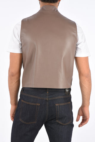 leather sleeveless jacket