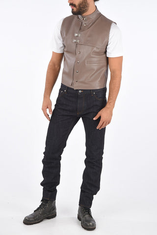 leather sleeveless jacket