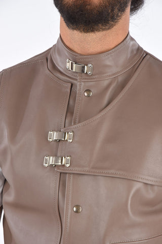 leather sleeveless jacket
