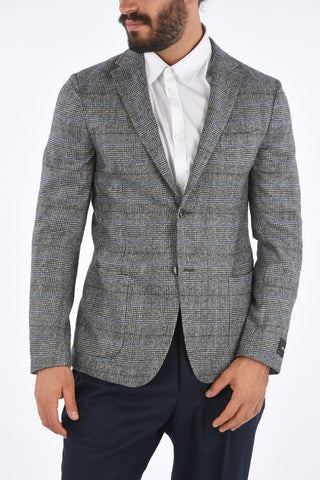 ZZEGNA district check side vents notch lapel 2-button blazer