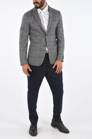 ZZEGNA district check side vents notch lapel 2-button blazer