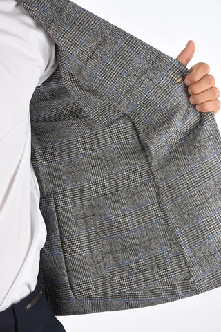 ZZEGNA district check side vents notch lapel 2-button blazer