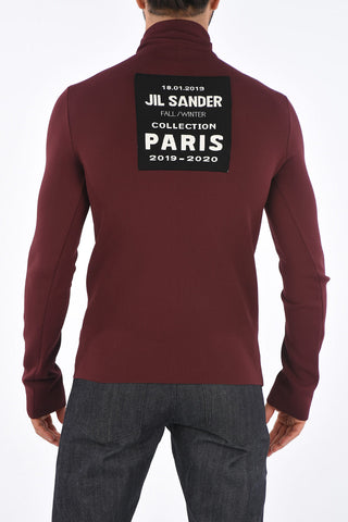 Turtleneck Elasticized Sweater with Back Application