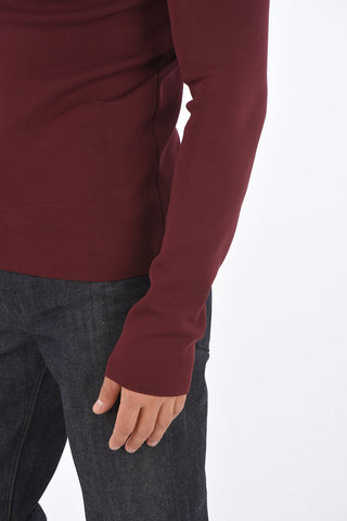 Turtleneck Elasticized Sweater with Back Application